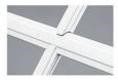 Close-up of white window frame intersection