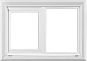 white two-pane sliding window frame